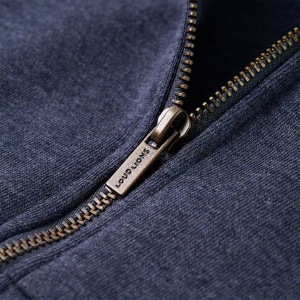 Детски суитшърт с качулка и цип, тъмносин меланж, 104