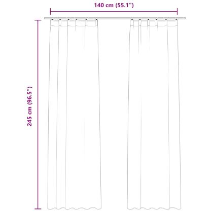 Затъмняващи завеси с куки, 2 бр, кадифе, черни, 140x245 см