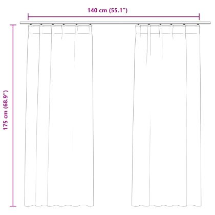 Затъмняващи завеси с куки, 2 бр, кадифе, антрацит, 140x175 см