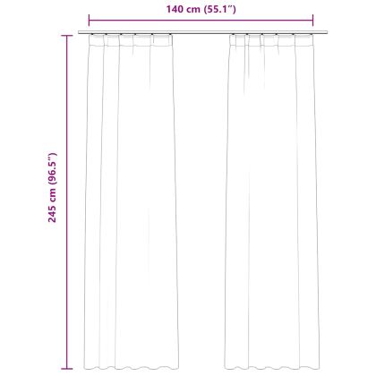 Затъмняващи завеси с куки, 2 бр, кадифе, антрацит, 140x245 см