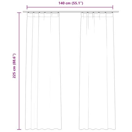 Затъмняващи завеси с куки, 2 бр, кадифе, бежови, 140x225 см