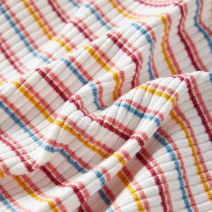 Детска тениска с дълги ръкави, ниска яка, екрю, 116