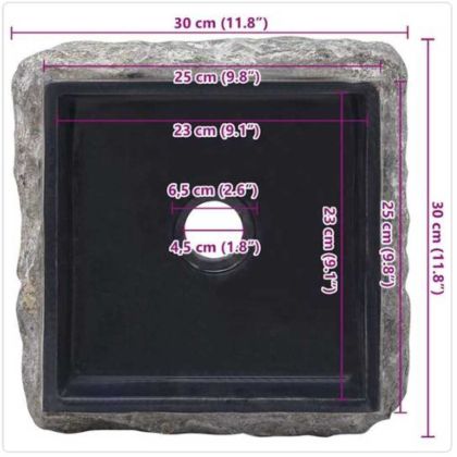 Черна мивка, 30x30x13 см, мрамор