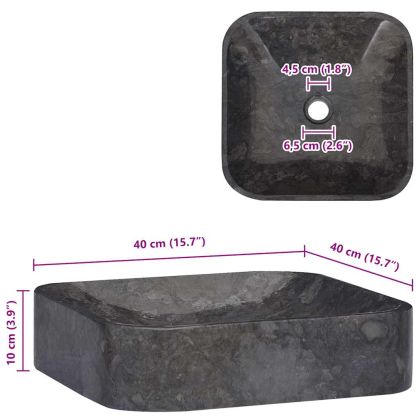 Черна мивка, 40x40x10 см, мрамор