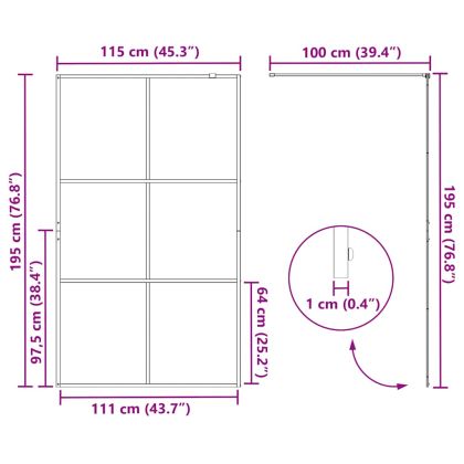 Стена за душ с прозрачно ESG стъкло, 115x195 см, черна