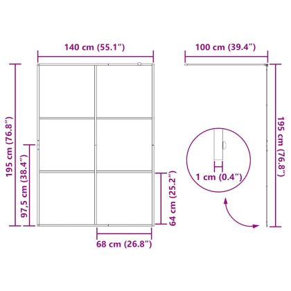 Стена за душ с прозрачно ESG стъкло, 140x195 см, черна