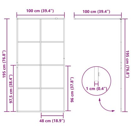 Стена за душ с прозрачно ESG стъкло, 100x195 см, черна