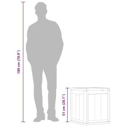 Градинска кутия за съхранение, 90 л, сива, PP Дървен вид