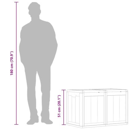 Градинска кутия за съхранение, 180 л, сива, PP Дървен вид