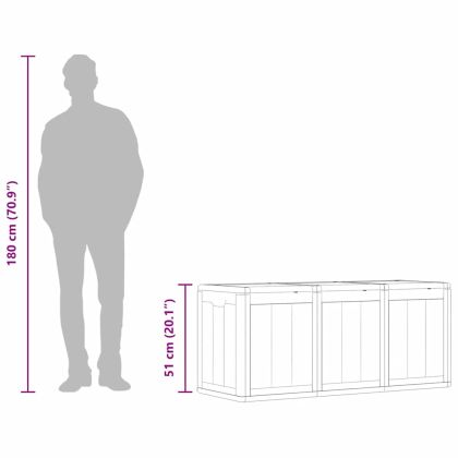 Градинска кутия за съхранение, 270 л, сива, PP Дървен вид