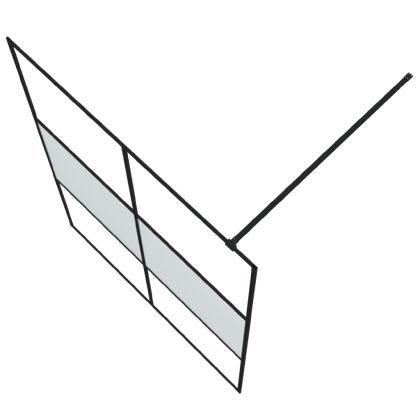 Параван за баня черен 140x195 см наполовина матирано ESG стъкло