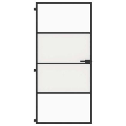 Интериорна врата черна 93x201,5 см закалено стъкло и алуминий