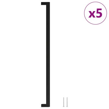 Дръжки за шкафове, 5 бр, черни, 480 мм, неръждаема стомана