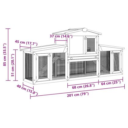 Външна голяма клетка за зайци/малки животни, с покриви, дървена