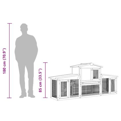 Външна голяма клетка за зайци/малки животни, с покриви, дървена