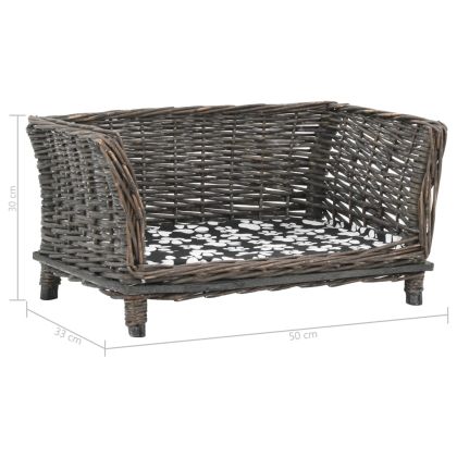 Кошница за кучета, сива, 50x33x30 см, естествена върба