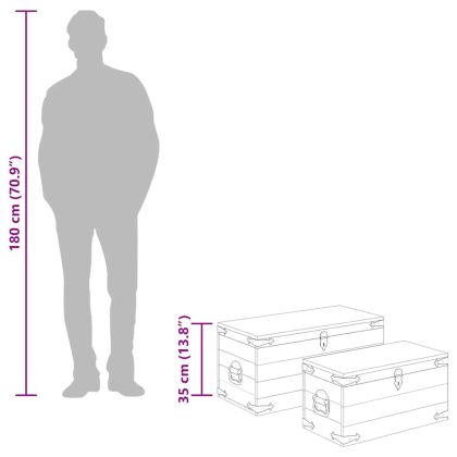 Комплект от 2 сандъка от необработено мангово дърво