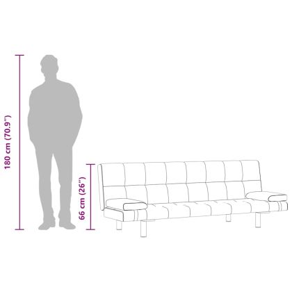 Разтегателен диван с две възглавници, изкуствена кожа, кремав