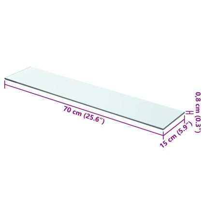 Плоча за рафт, прозрачно стъкло, 70 x 15 см