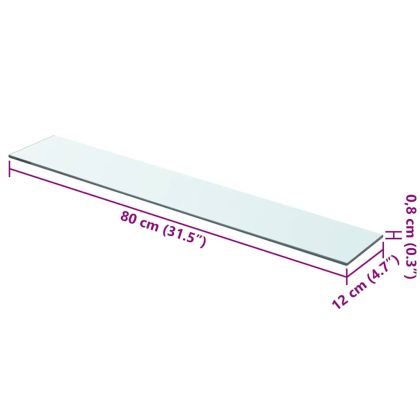 Плоча за рафт, прозрачно стъкло, 80 x 12 см