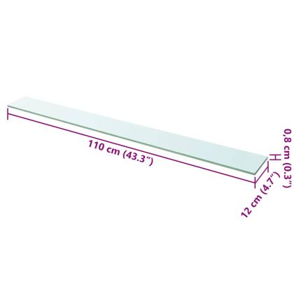 Плоча за рафт, прозрачно стъкло, 110 x 12 см