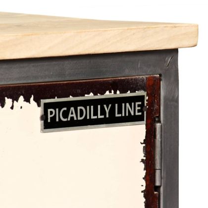 ТВ шкаф, мангово дърво масив и стомана, 120x30x45 cм