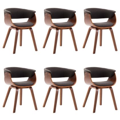 Трапезни столове, 6 бр, сиви, огънато дърво и плат