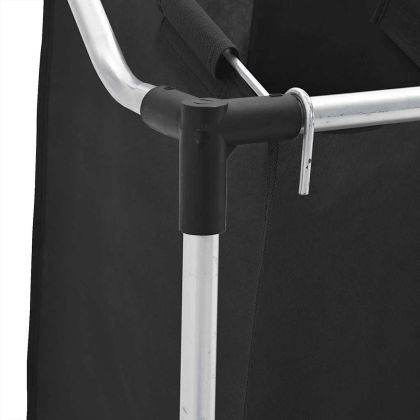 Кош за сортиране на пране с 3 торби, черен, стомана