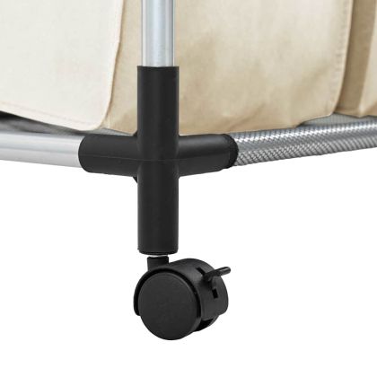 Кош за сортиране на пране с 3 торби, кремав, стомана