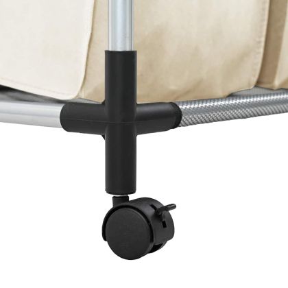 Кош за сортиране на пране с 4 торби, кремав, стомана