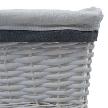 Комплект от 3 прибиращи се кошници, бял, върба