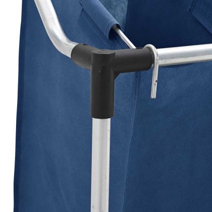 Кош за сортиране на пране с 4 торби, син, стомана