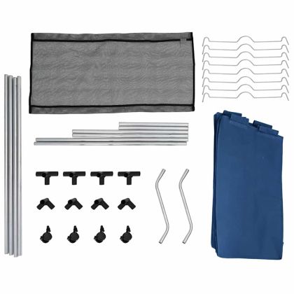 Кош за сортиране на пране с 4 торби, син, стомана