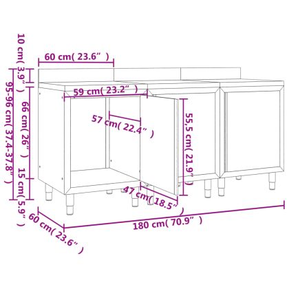 Търговска работна маса с шкаф 180x60x96 см неръждаема стомана