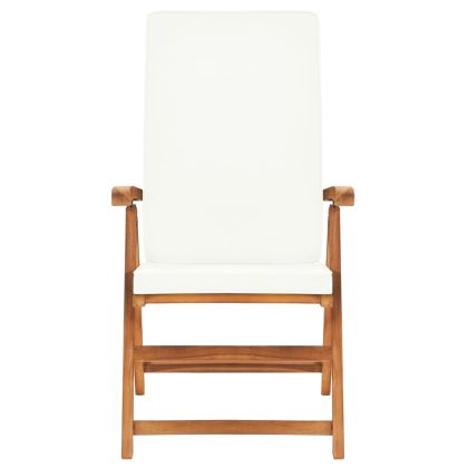 Градински трапезен комплект с възглавници, 5 части, тик масив