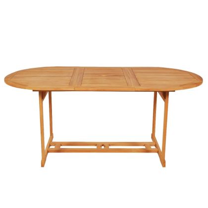 Градински трапезен комплект, 7 части, тиково дърво масив