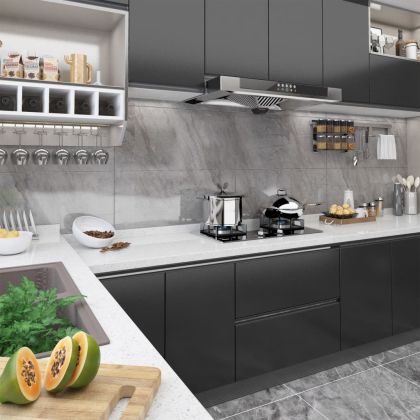 Самозалепващо фолио за мебели 2 бр черни 500х90 см PVC