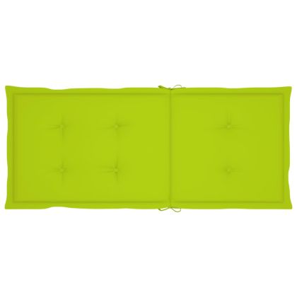 Градински столове, 2 бр, яркозелени възглавници, тик масив