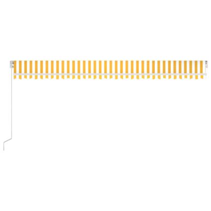 Ръчно прибиращ се сенник, 600x350 см, жълто и бяло