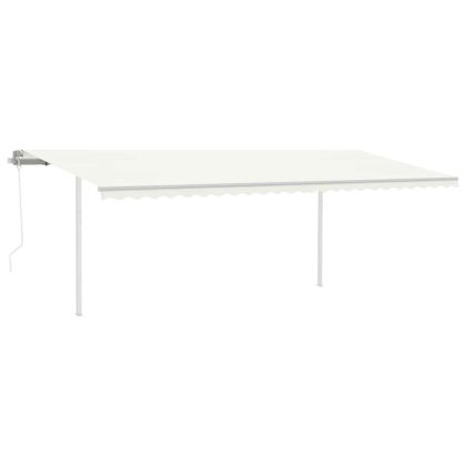 Автоматичен сенник, LED и сензор за вятър, 6x3 м, кремав