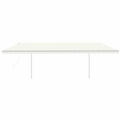 Автоматичен сенник, LED и сензор за вятър, 6x3 м, кремав