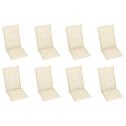 Накланящи градински столове с възглавници 8 бр тик масив