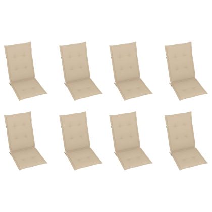 Накланящи градински столове с възглавници 8 бр тик масив