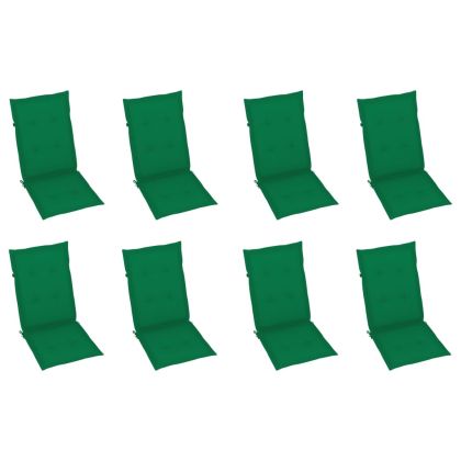 Накланящи градински столове с възглавници 8 бр тик масив