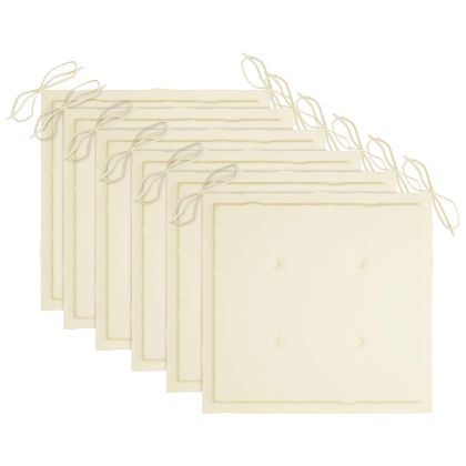 Сгъваеми градински столове с възглавници, 6 бр, тик масив