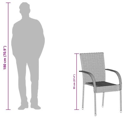 Стифиращи външни столове, 4 бр, полиратан, кафяви