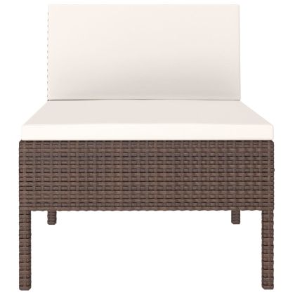 Градински столове с възглавници, 3 бр, полиратан, кафяви