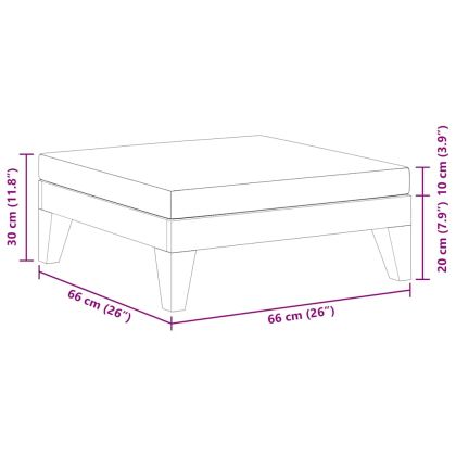 Модулна табуретка с кремавобяла възглавница, акация масив