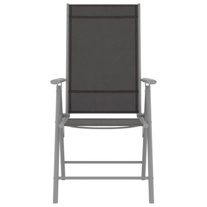 Сгъваеми градински столове, 2 бр, Textilene, черни