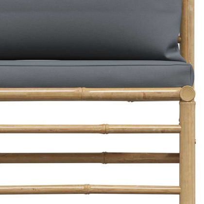 Градински лаундж комплект тъмносиви възглавници 2 части бамбук